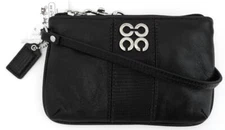 New NWT Coach Julia Black Signature Textured Leather Wristlet Wallet 47513 RARE!