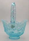Vintage Fenton Glass Basket Lily Of The Valley Turquoise Opalescent 7.5" T