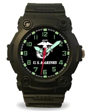Aquaforce USMC US Marines Watch Tactical Water Resistant Field Glow Dark, Black