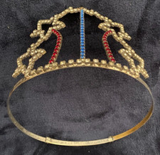 VINTAGE Adult Size Beauty Pageant Tiara July 4 Stars  Stripes Crown Adjustable