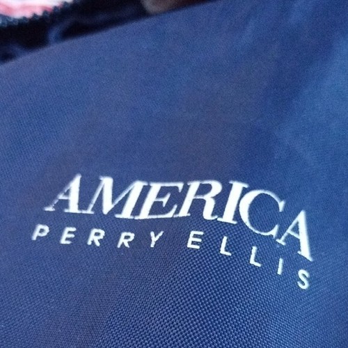 Vintage 90s PERRY ELLIS AMERICA FLAG STYLE COlOUR BLOCK PUFFY JACKET UNISEX - Picture 4 of 12