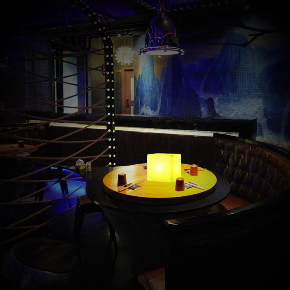 14 Inch Cube LED RGB Light ColorChanging Stool Outdoor Garden Table