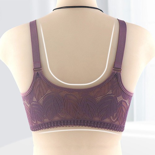 Women Bra Plus Size Soft Cotton Cup Bra Front Zipper Closure Wireless Adjustable - Picture 9 of 24