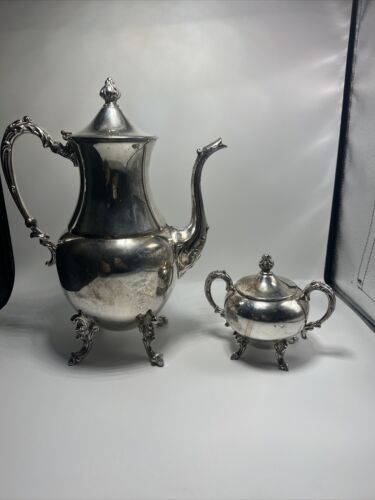 Bollitore e tazza da tè vintage antico argento - Foto 1 di 1