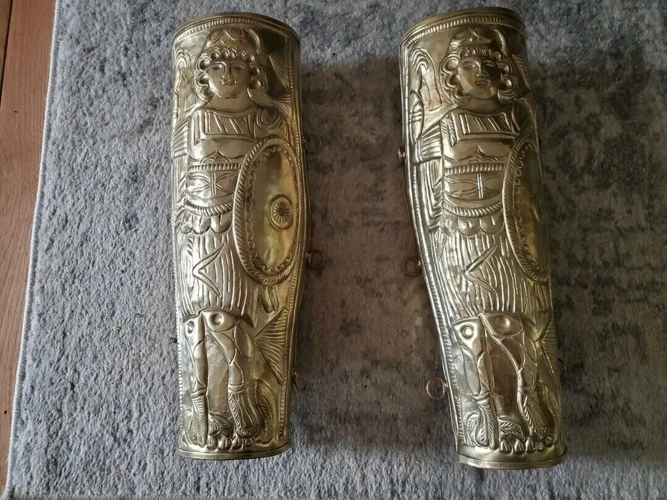 Хэллоуин римский древнегреческий кельтский латуни greaves тисненый ноги защиты SCA - Изображение 4 из 4