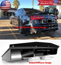 Gloss Black Rear Shark Bumper Splitter Spoiler Diffuser Fin For Audi 12-18 A6 S6