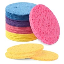 50-Count Facial Sponges Compressed Natural Cellulose Sponge Round Shape Face ...