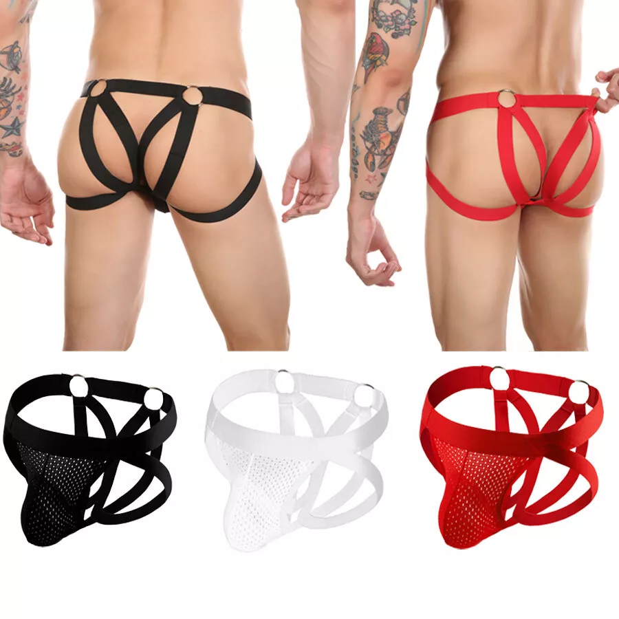 Men's Elastic Leg Jockstrap Bulge Thong Underwear Sexy Bondage Briefs  Costume