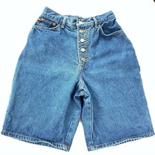 VTG 90s Gitano Women's High Rise Button Blue Denim Shorts Waist 26" Inseam 9.5"