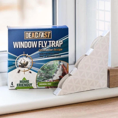 DEADFAST Fly Catcher Trap Window Flying Bug Catcher Stickers 4 Pack Killer Non-toxic