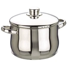 IBILI Stock Pot Oslo Belly Shape with lid 24 cm, 24cm, Silver
