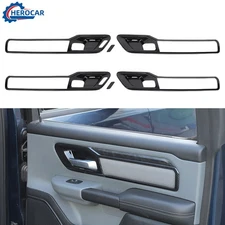 Carbon Fiber Car Inner Door Handle Bowl Decor Cover Trim Bezel For Dodge Ram 19+