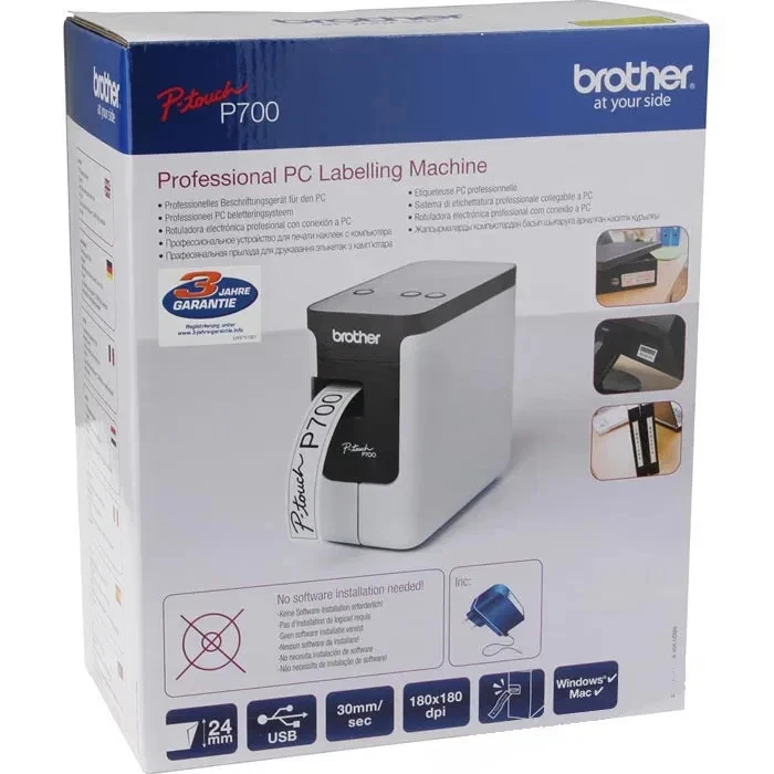 Brother P-touch PT-P700 Prof. Beschriftungsgerät USB 180dpi 24mm inkl. TZe-Tape - Bild 3 von 3