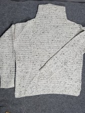 Madewell Donegal Mocneck Wool Blend Sweater Cream  Grey Speckled Women  s Size M