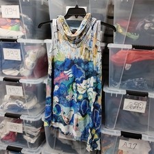 Inoah High Neck Dress Size Small Made In USA Abstract Art Theme A296ed
