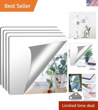 4 Pack Self-Adhesive Acrylic Mirror Tiles, 12x12 Inch, Frameless Durable