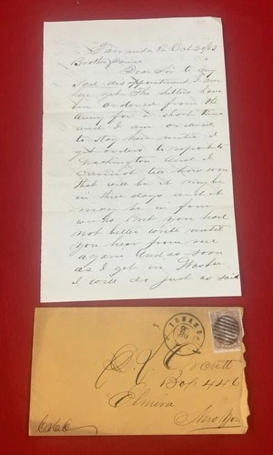 1863 Reporting to Washington DC Camp Life Civil War Letter 8th Maine Infantry