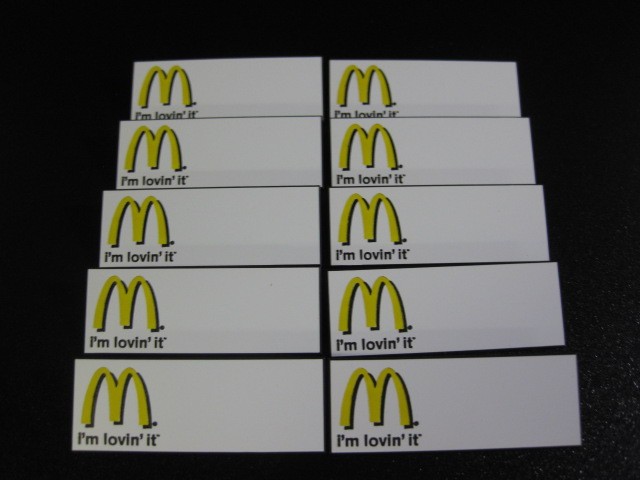 Lot of (10) McDONALD'S * I'M LOVIN' IT *Uniform employee Name badges! WHITE!