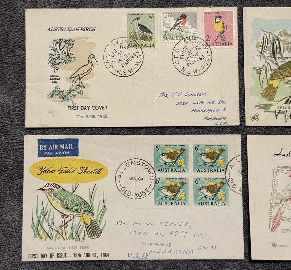 1964–65 Australia Birds FDC Lot (4) – Thornbill Block, Galah, Sydney/Adelaide - Image 3 of 4
