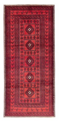 Vintage Geometric Area Rug 4'5'' x 9'7'' Traditional Hand-Knotted Wool Carpet