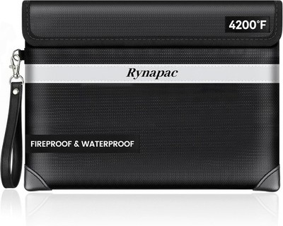 Fireproof Document Bag Upgraded 4200°F, 14.2 x 10.2 Waterproof Fireproof Mo