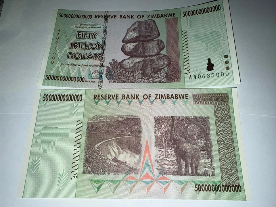 2008 50 TRILLION DOLLARS ZIMBABWE BANKNOTE, AA P-90 GEM UNC - Image 4 of 4