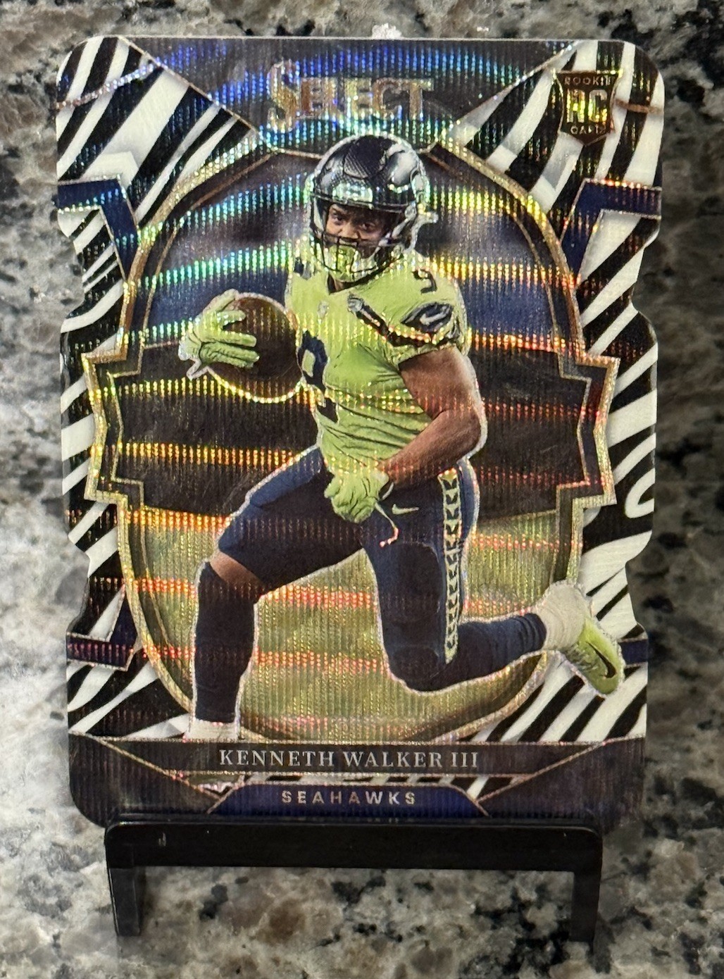 2022 Panini Select Kenneth Walker III Zebra Prizm Die Cut Concourse Rookie SSP