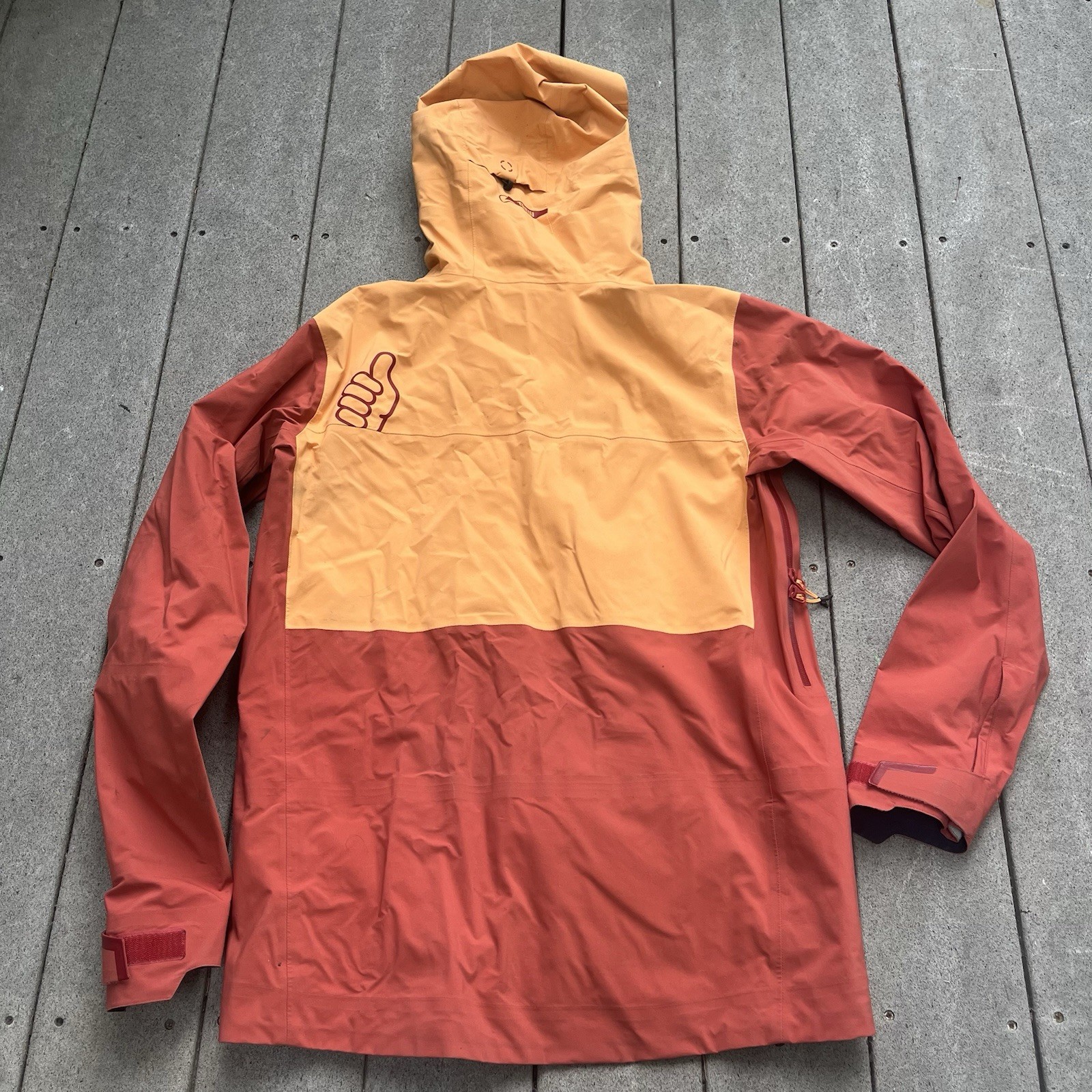 Trew Gear Cosmic Men Medium Ski Snowboard Hood Winter Jacket Orange Color Block