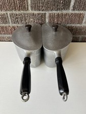 Vintage CLUB HAMMERCRAFT Aluminum Side-by-Side Half Round Sauce Pans With Lids