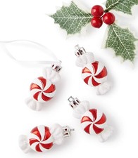 Holiday Lane Mini Peppermint Candy Ornaments Set of 4 Christmas Tree Decor Gift