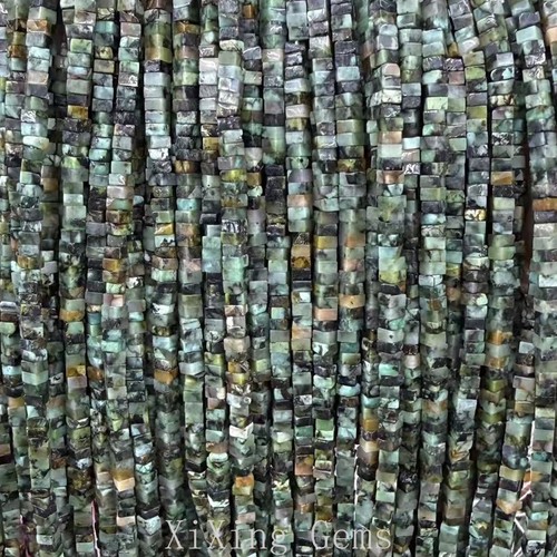 Cuentas espaciadoras de disco cuadradas planas turquesa africana natural de 1x2 mm para hacer joyas - Imagen 4 de 6