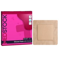 MEDSTOCK Silicone Foam Dressing with Border - 5" x 5" (Box of 5)