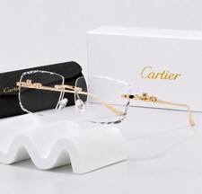 Cartier D cor Panth re Rare Collection Diamond Cut Clear Lens Gold Frame.