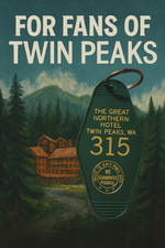 Portachiavi stampato oro TWIN PEAKS ispirato "Great Nothern Hotel" --SPEDITO DA USA