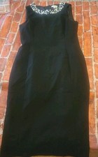 Calvin Klein Womens Black Sleeveless Sheath Cocktail Dress Sz 8 Faux Pearls