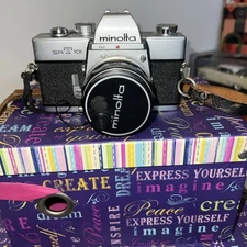 Minolta SRT 101 Black 35mm Film Camera MD 50mm F/1.7 Lens Rokkor-Tested & Works