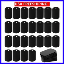 25Pcs Metal Stamping Blanks, Aluminum Blank Dog Tags Black Metal Tags for Las...