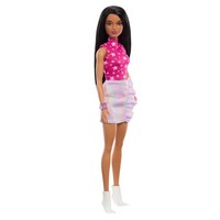Barbie Fashionistas Puppe Nr. 215 Mit Schwarzem, Glattem Haar, Pinkem Oberteil M