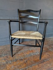 Mid Century Danish Fireside Lounge Chair Ebonised Rush Morris Sussex Style