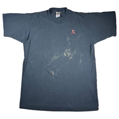 Vintage 90s Xerox Think Pocket T-Shirt Size XL Black THRASHED