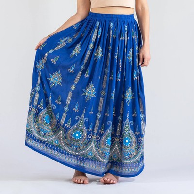 Women's Maxi Picnic A-Line Skirt Printed & Embroidery Free Size Skirt -A New Day