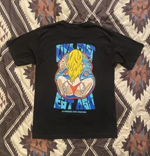 Assholes*s Live Forever T Shirt Live Fast Eat Ass Adult Humor Black Men’s Small