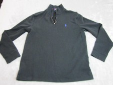 Polo Ralph Lauren Sweater Mens Medium Black Estate Rib 1/4 Zip Mock Neck Logo