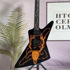 Black Explor Electric Guitar Solid Mahogany Body Rosewood Fretboard HH Pickup