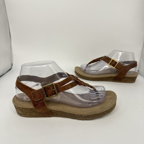 Aetrex-Harper Womens Size 7.5 Braided Sandal Leather Slingback Thong