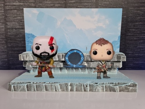 God Of War Funko Pops. Display Stand. Ragnarok. Ps4. Ps5. Kratos And Atreus - Picture 1 of 10