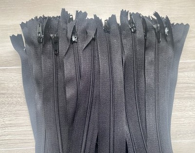 Lot Nylon Coil Zippers 7 Inch 50 Black Zippers Bulk All Purpose Sewing Crafts 
