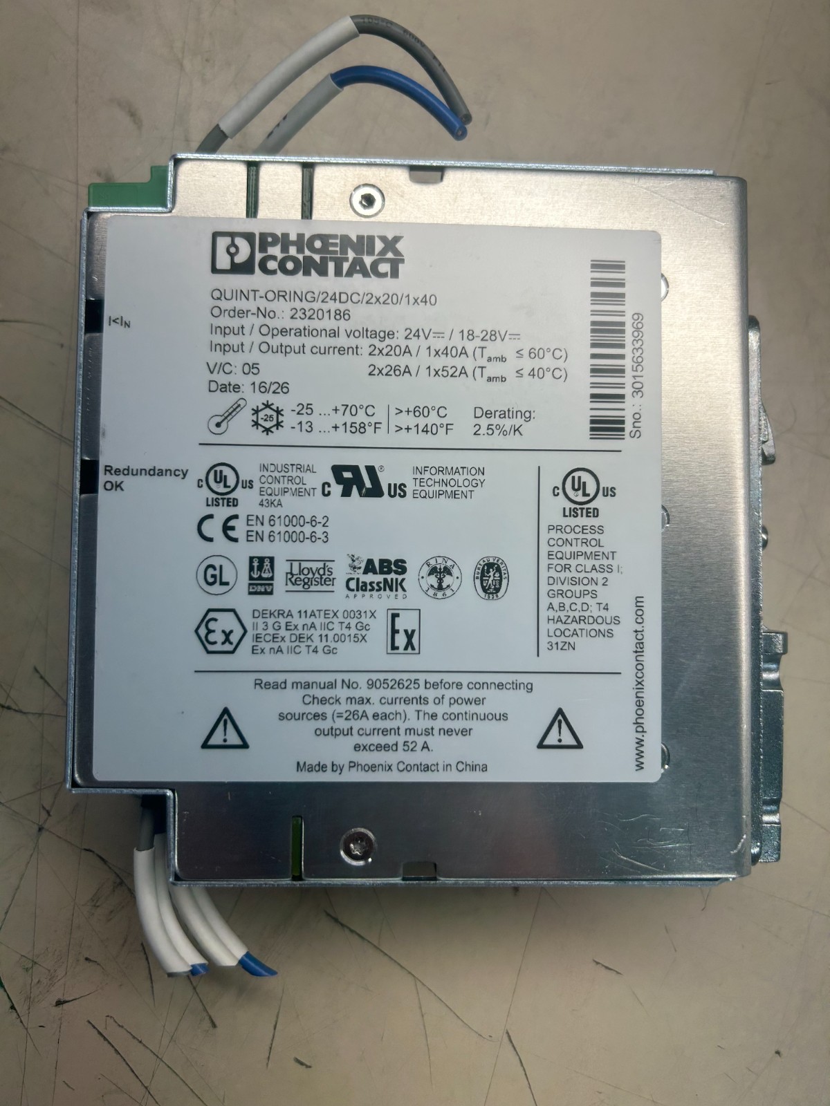 Phoenix Contact 2320186 Quint-ORING/24DC/2x20/1x40 DIN Mount