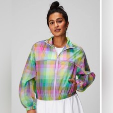   FABLETICS Peyton Woven Candy Check Zip Jacket Colorful Plaid XXL  