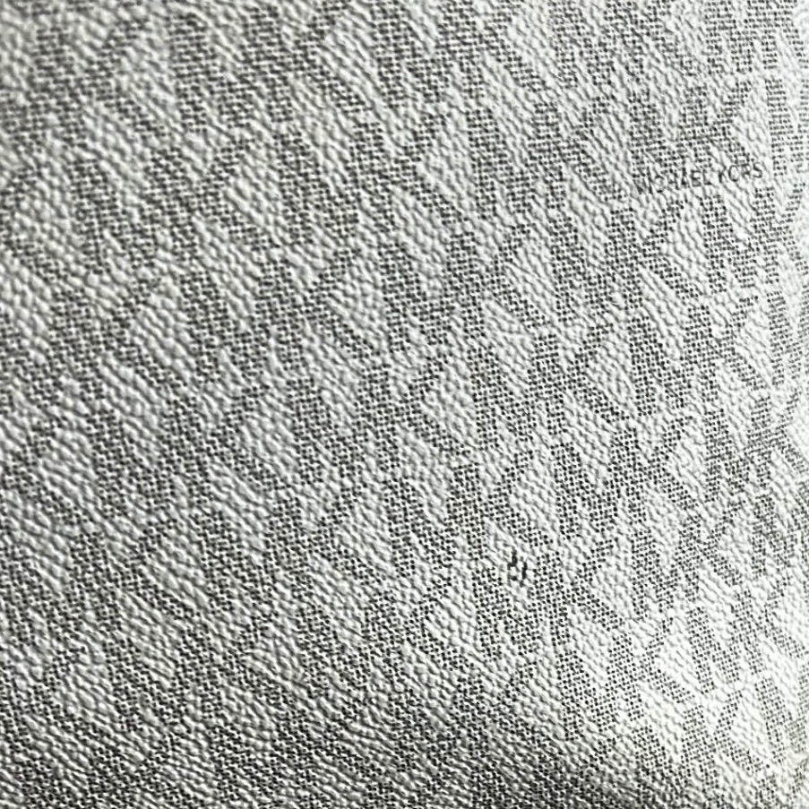 Michael Kors Vanilla MK Monogram Tote Bag Acorn Leather Trim Gold Hardware thumbnail 12